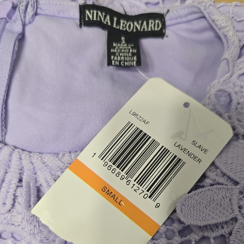 Nina Leonard Purple Floral Lace Midi Dress - Picture 3 of 5